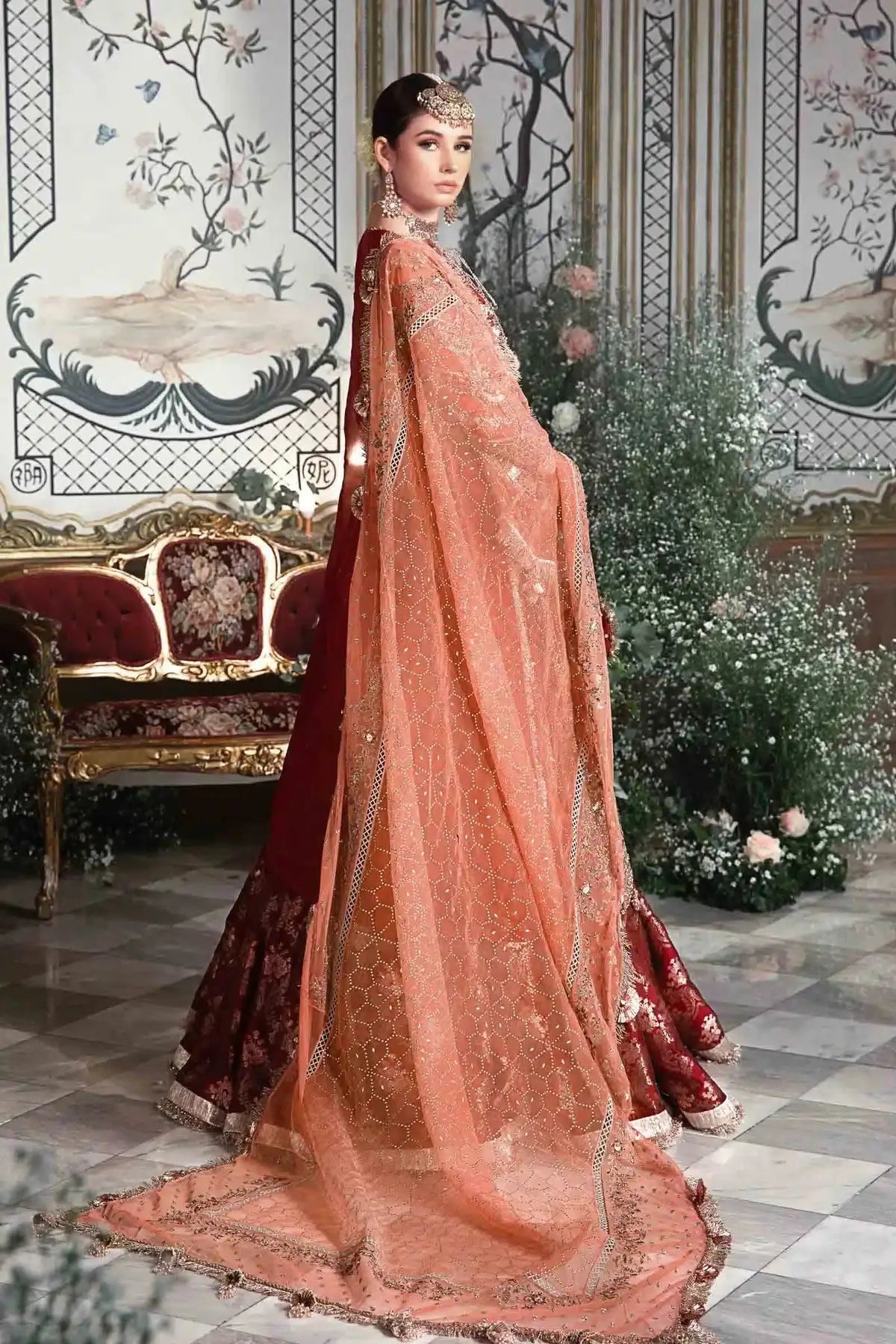 Maria B | Mbroidered Wedding Edition 23 | Maroon BD-2708 - Pakistani Designer Dress - by Maria B | Type: Bridal - 100% Original at Saira Sultan