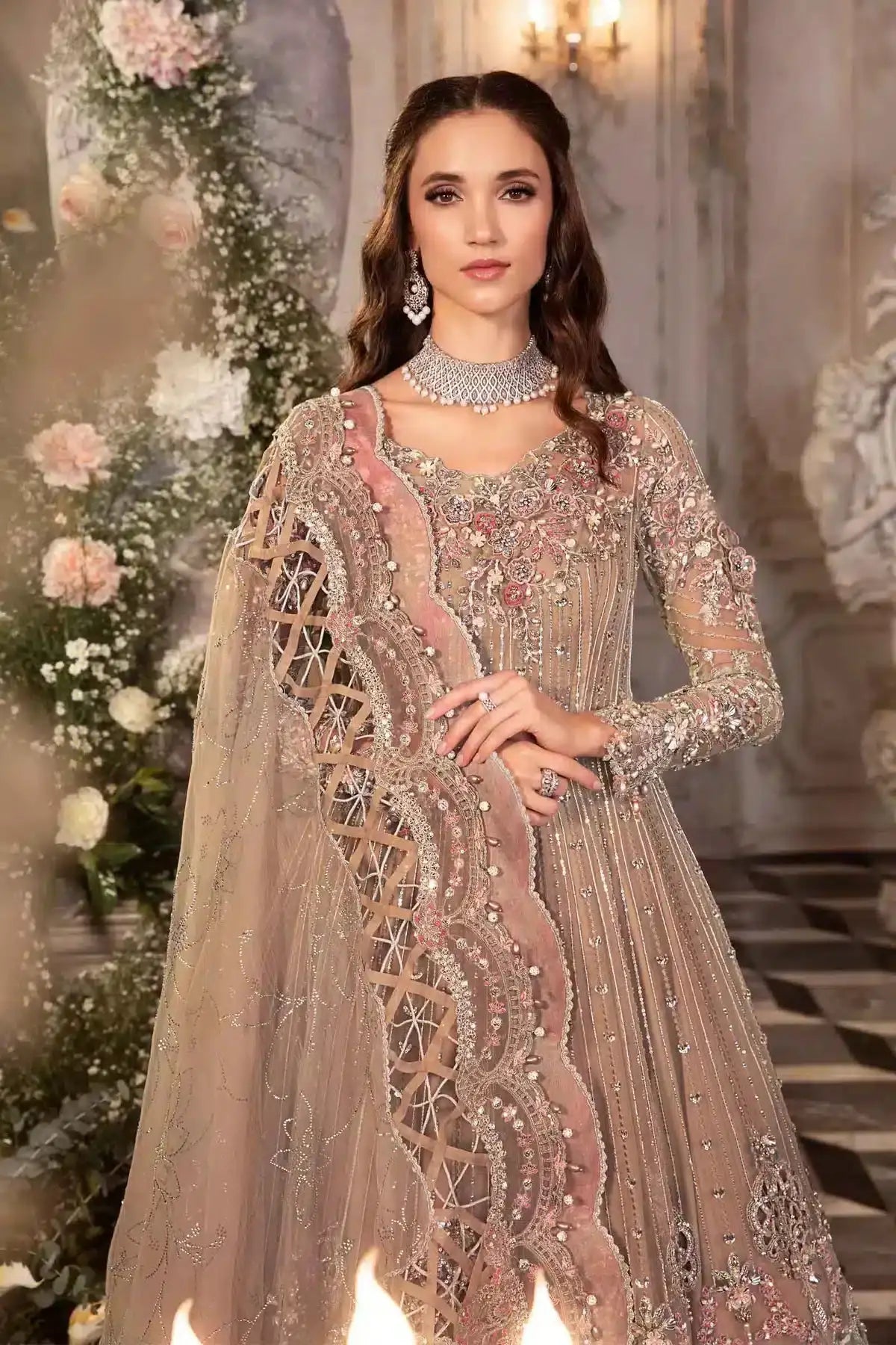 Maria B | Mbroidered Wedding Edition 23 | Grey BD-2703 - Pakistani Designer Dress - by Maria B | Type: Bridal - 100% Original at Saira Sultan