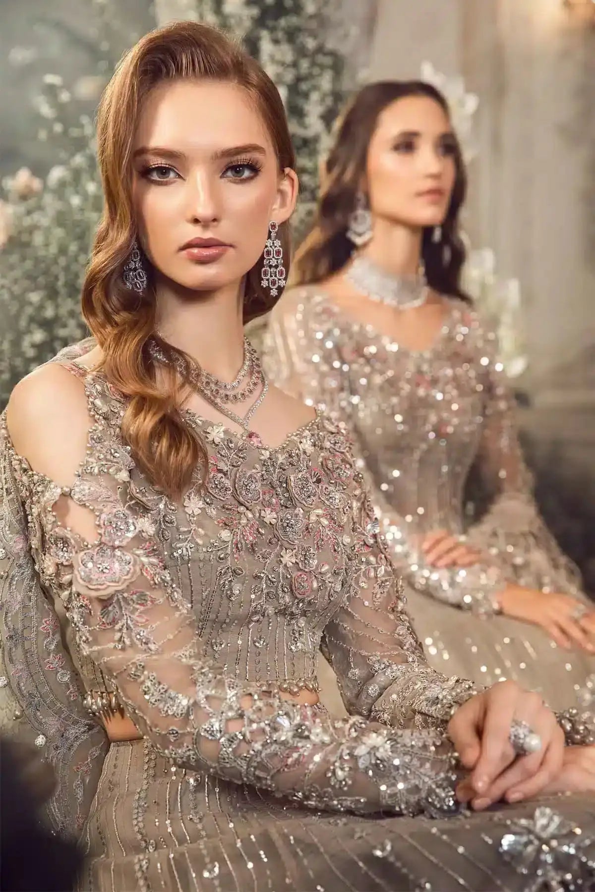 Maria B | Mbroidered Wedding Edition 23 | Grey BD-2703 - Pakistani Designer Dress - by Maria B | Type: Bridal - 100% Original at Saira Sultan