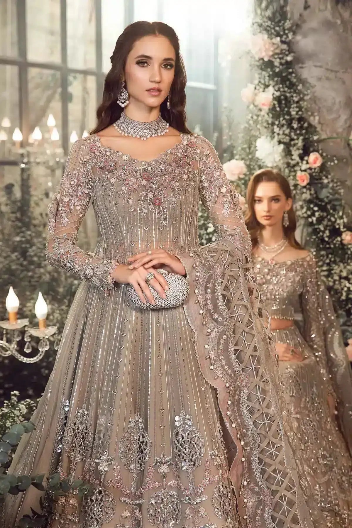 Maria B | Mbroidered Wedding Edition 23 | Grey BD-2703 - Pakistani Designer Dress - by Maria B | Type: Bridal - 100% Original at Saira Sultan