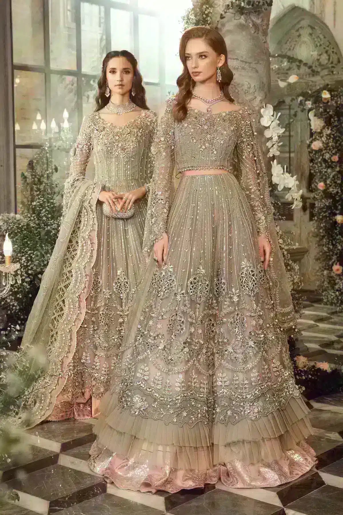 Maria B | Mbroidered Wedding Edition 23 | Grey BD-2703 - Pakistani Designer Dress - by Maria B | Type: Bridal - 100% Original at Saira Sultan
