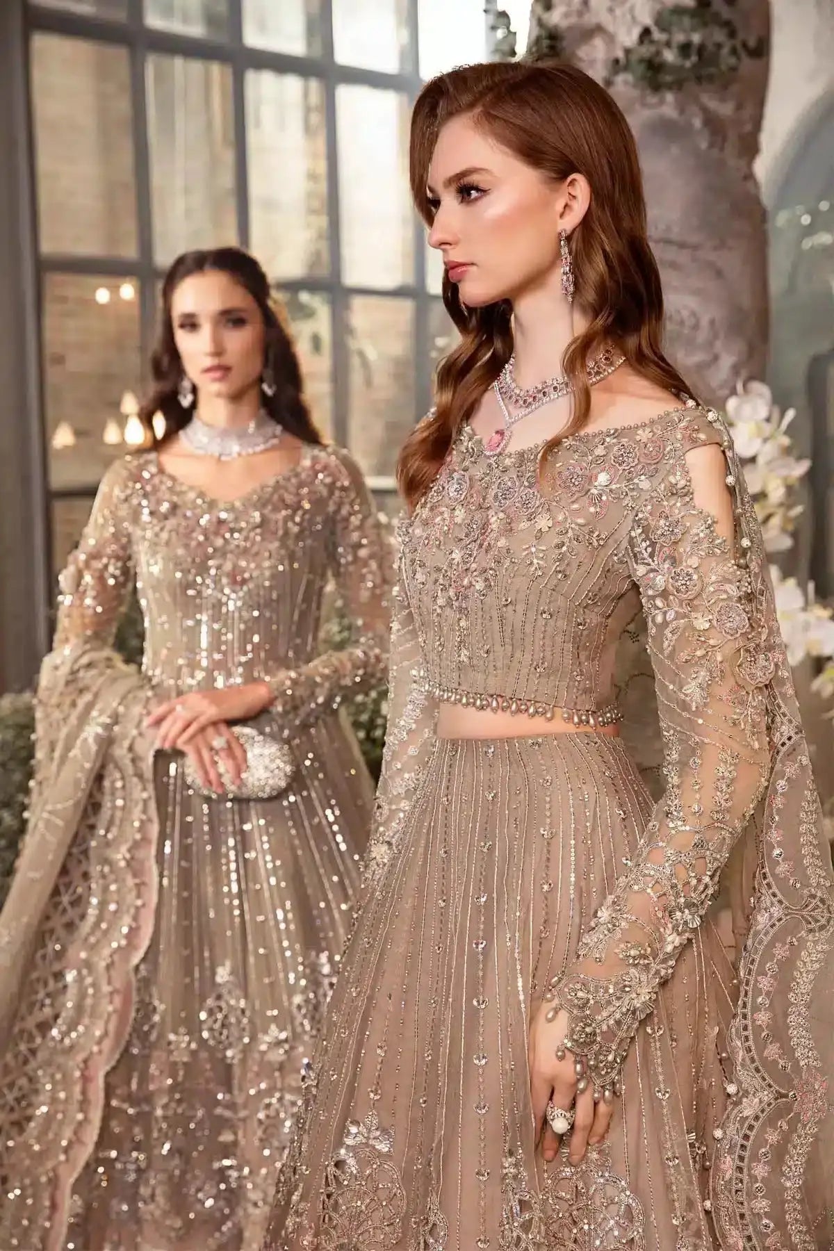 Maria B | Mbroidered Wedding Edition 23 | Grey BD-2703 - Pakistani Designer Dress - by Maria B | Type: Bridal - 100% Original at Saira Sultan
