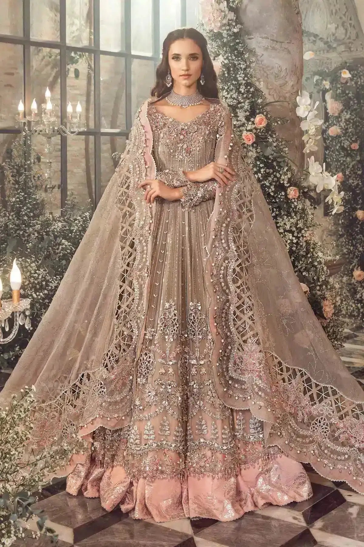 Maria B | Mbroidered Wedding Edition 23 | Grey BD-2703 - Pakistani Designer Dress - by Maria B | Type: Bridal - 100% Original at Saira Sultan
