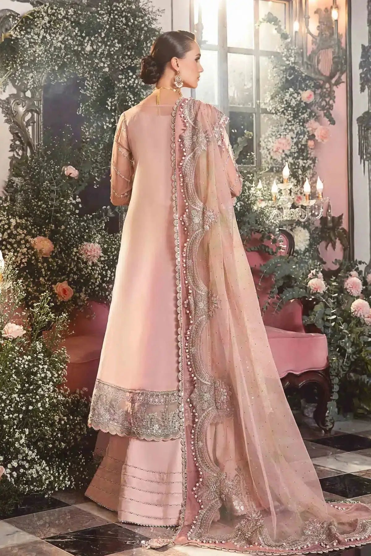 Maria B | Mbroidered Wedding Edition 23 | Pastel Pink BD-2706 - Pakistani Designer Dress - by Maria B | Type: Bridal - 100% Original at Saira Sultan