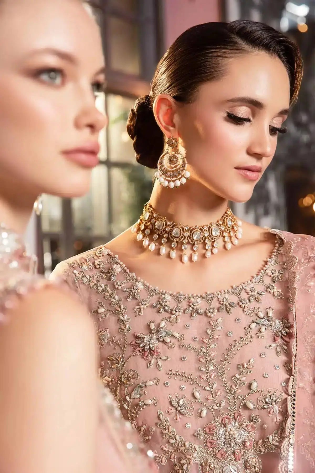 Maria B | Mbroidered Wedding Edition 23 | Pastel Pink BD-2706 - Pakistani Designer Dress - by Maria B | Type: Bridal - 100% Original at Saira Sultan