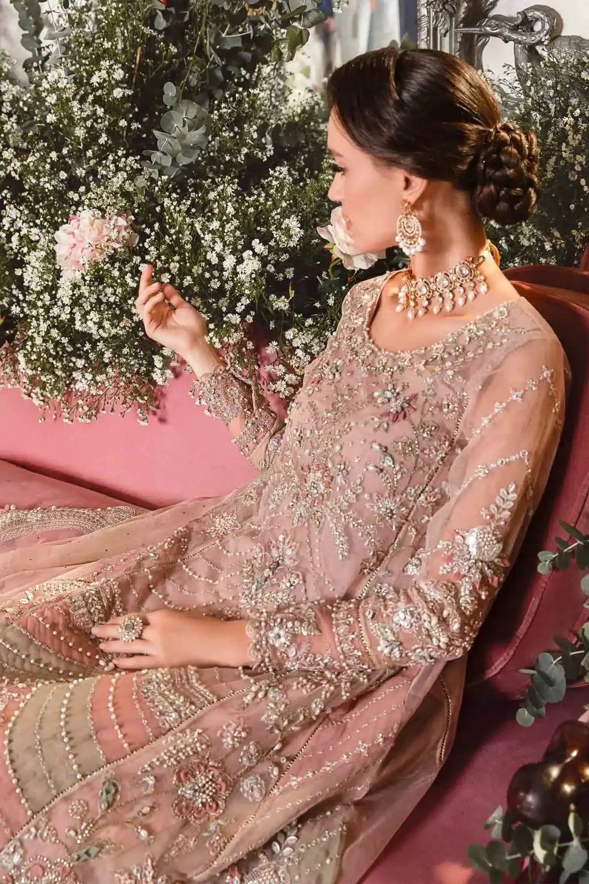 Maria B | Mbroidered Wedding Edition 23 | Pastel Pink BD-2706 - Pakistani Designer Dress - by Maria B | Type: Bridal - 100% Original at Saira Sultan