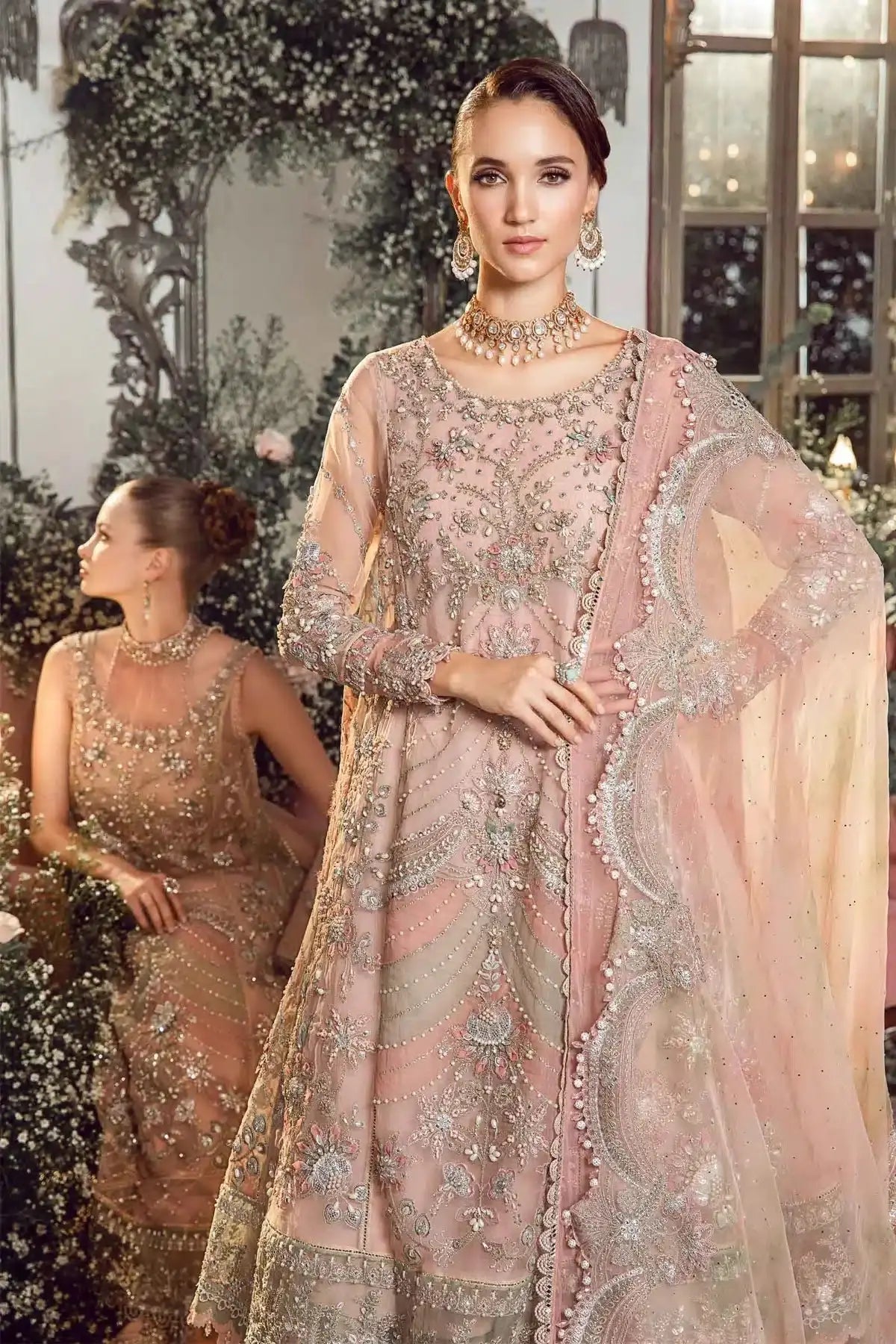 Maria B | Mbroidered Wedding Edition 23 | Pastel Pink BD-2706 - Pakistani Designer Dress - by Maria B | Type: Bridal - 100% Original at Saira Sultan