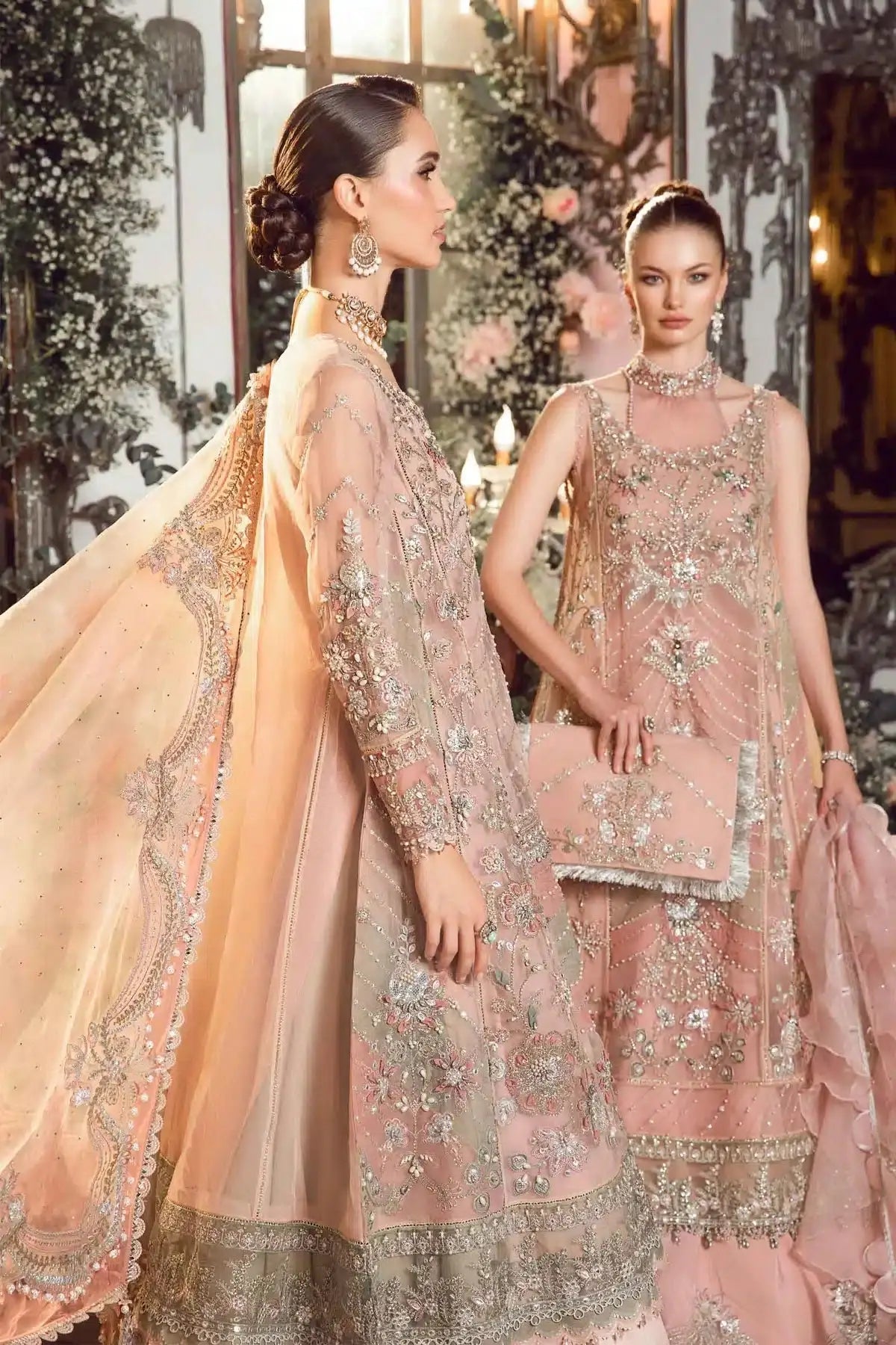 Maria B | Mbroidered Wedding Edition 23 | Pastel Pink BD-2706 - Pakistani Designer Dress - by Maria B | Type: Bridal - 100% Original at Saira Sultan