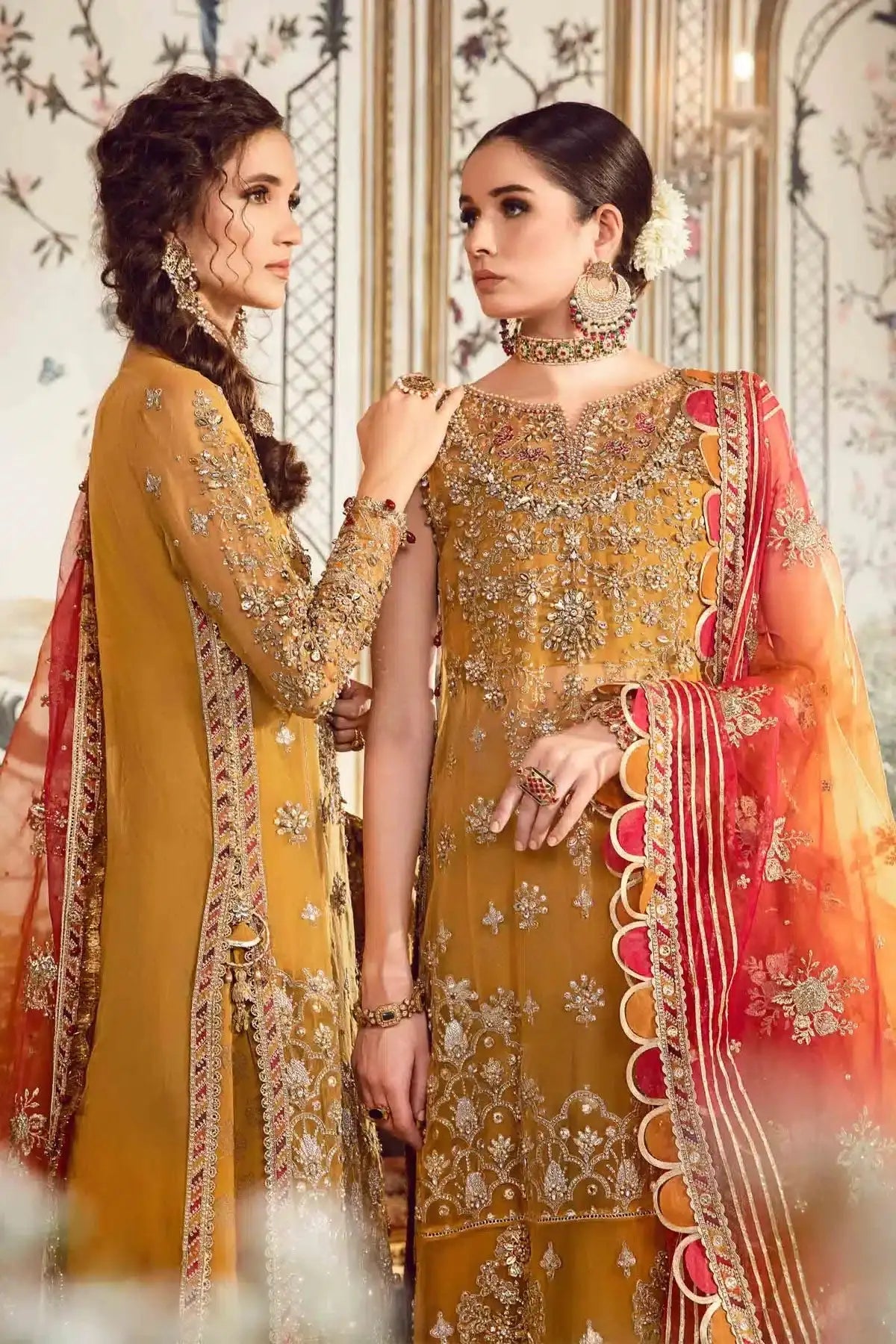 Maria B | Mbroidered Wedding Edition 23 | Mustard BD-2707 - Pakistani Designer Dress - by Maria B | Type: Bridal - 100% Original at Saira Sultan