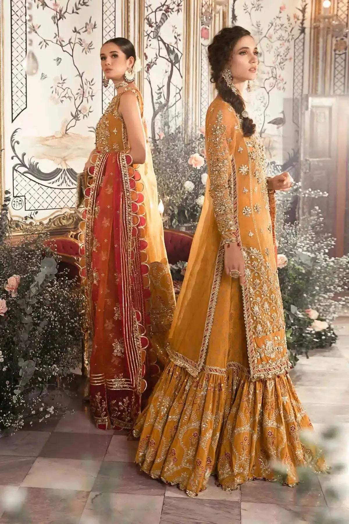 Maria B | Mbroidered Wedding Edition 23 | Mustard BD-2707 - Pakistani Designer Dress - by Maria B | Type: Bridal - 100% Original at Saira Sultan