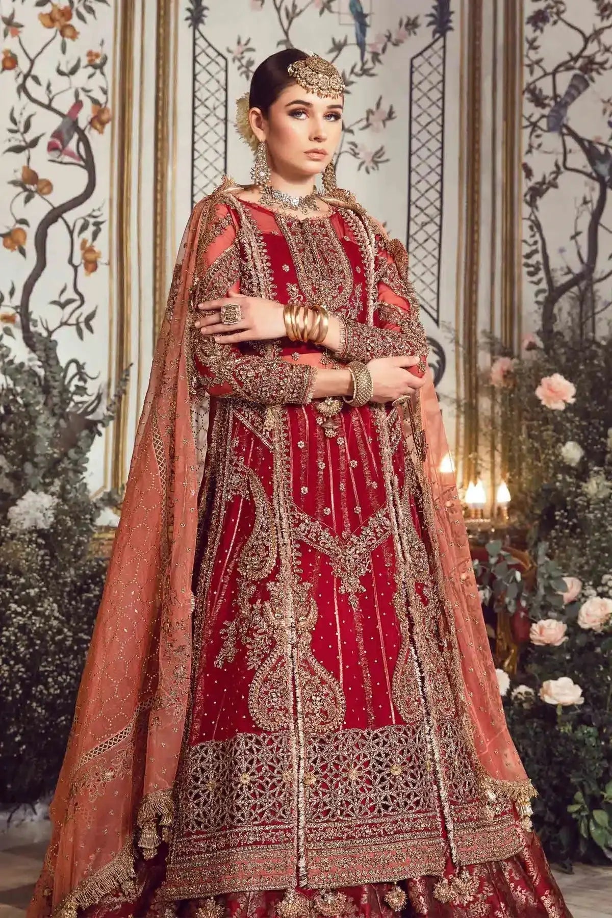 Maria B | Mbroidered Wedding Edition 23 | Maroon BD-2708 - Pakistani Designer Dress - by Maria B | Type: Bridal - 100% Original at Saira Sultan