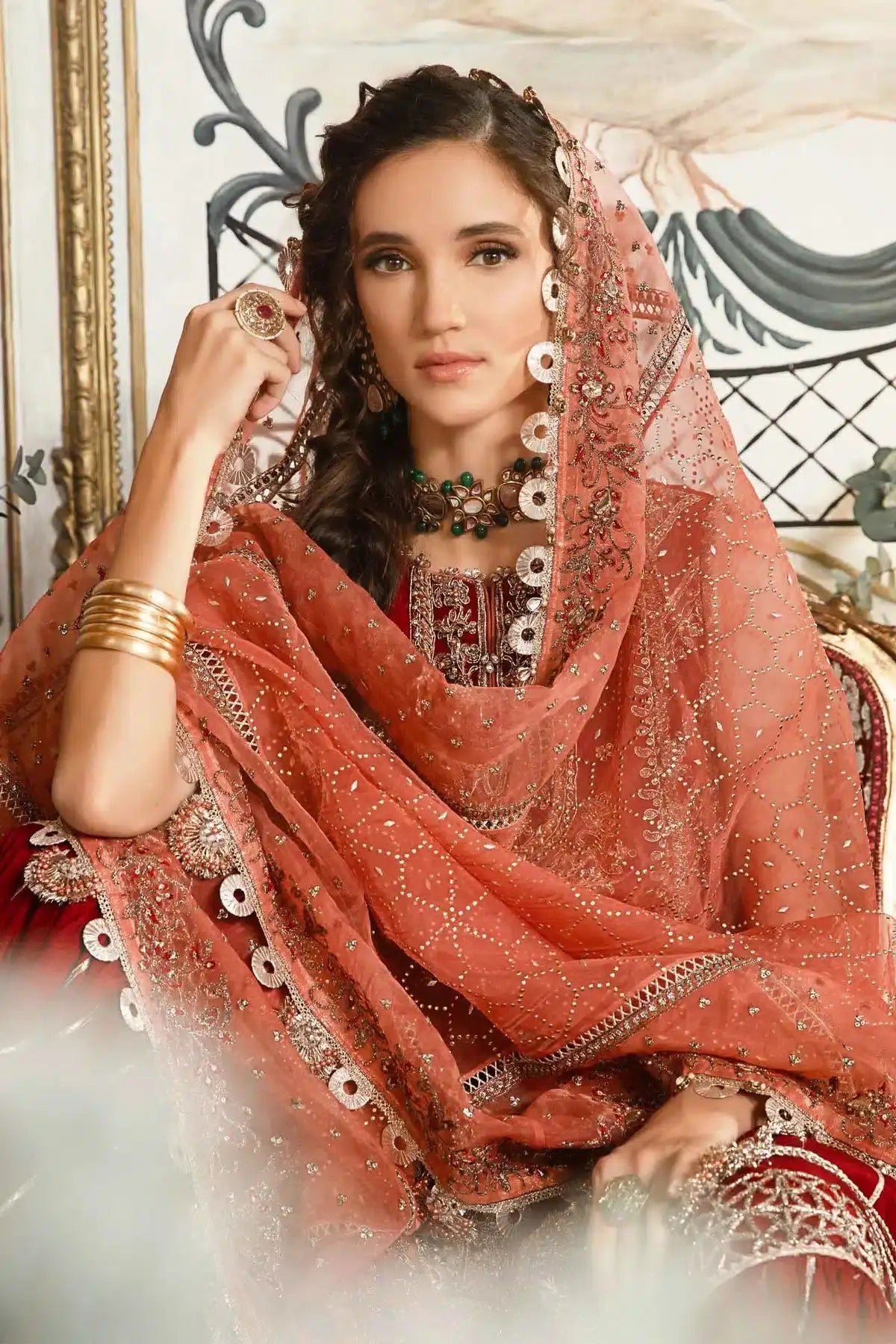 Maria B | Mbroidered Wedding Edition 23 | Maroon BD-2708 - Pakistani Designer Dress - by Maria B | Type: Bridal - 100% Original at Saira Sultan