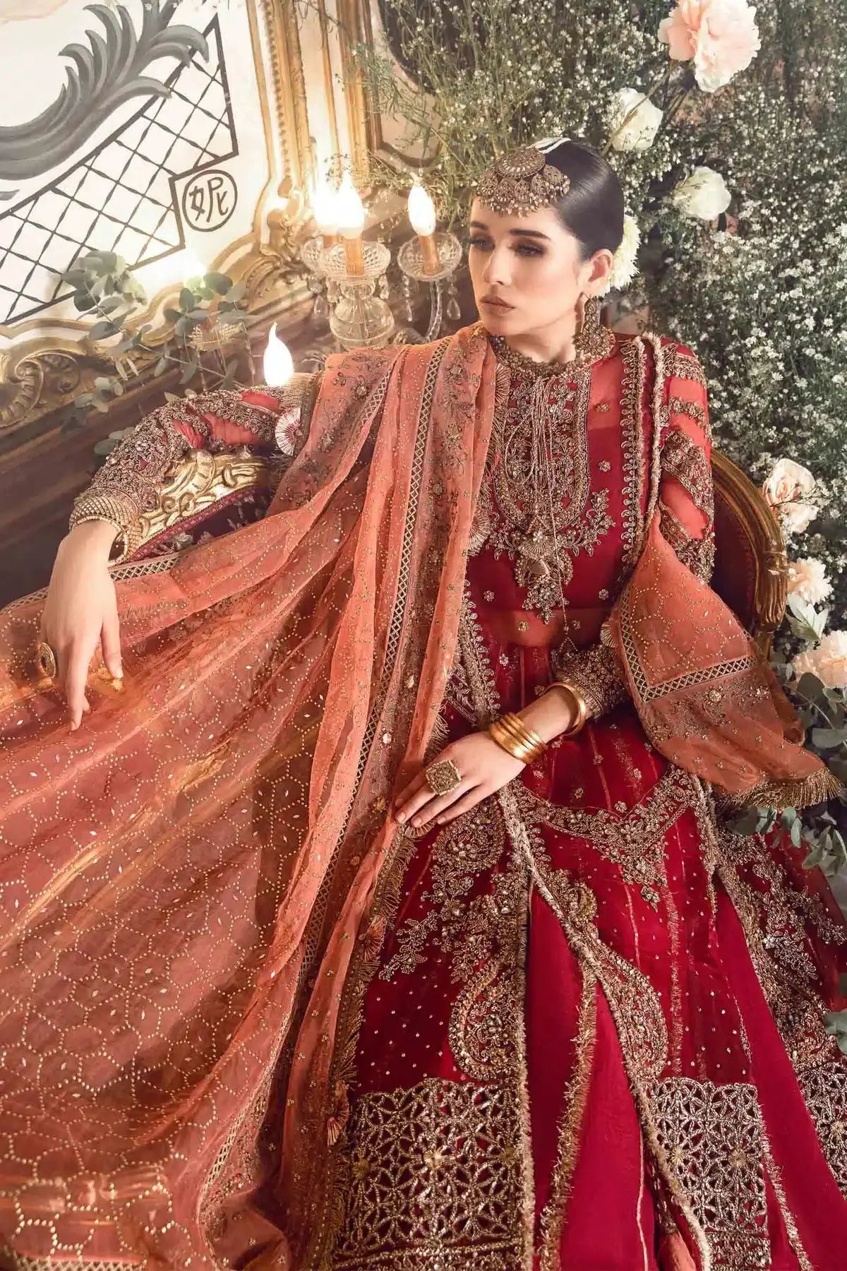 Maria B | Mbroidered Wedding Edition 23 | Maroon BD-2708 - Pakistani Designer Dress - by Maria B | Type: Bridal - 100% Original at Saira Sultan