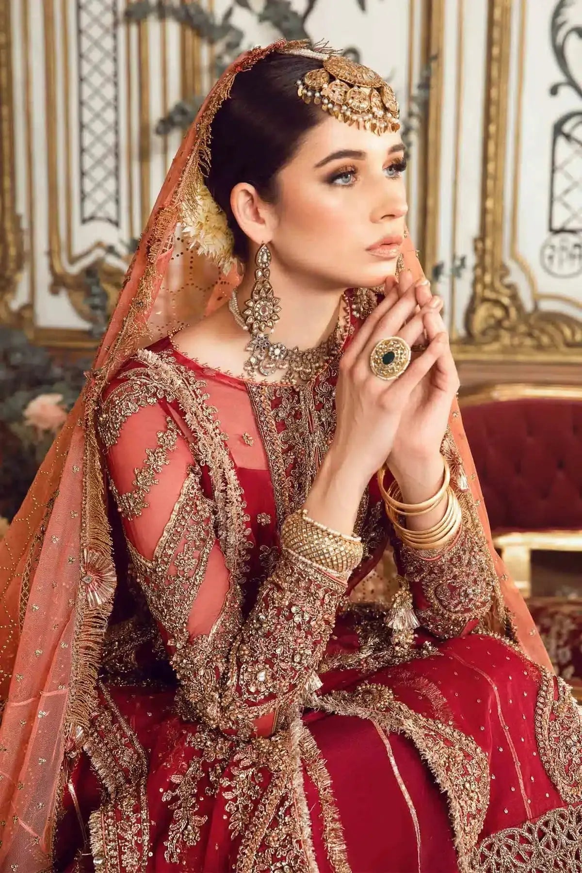 Maria B | Mbroidered Wedding Edition 23 | Maroon BD-2708 - Pakistani Designer Dress - by Maria B | Type: Bridal - 100% Original at Saira Sultan