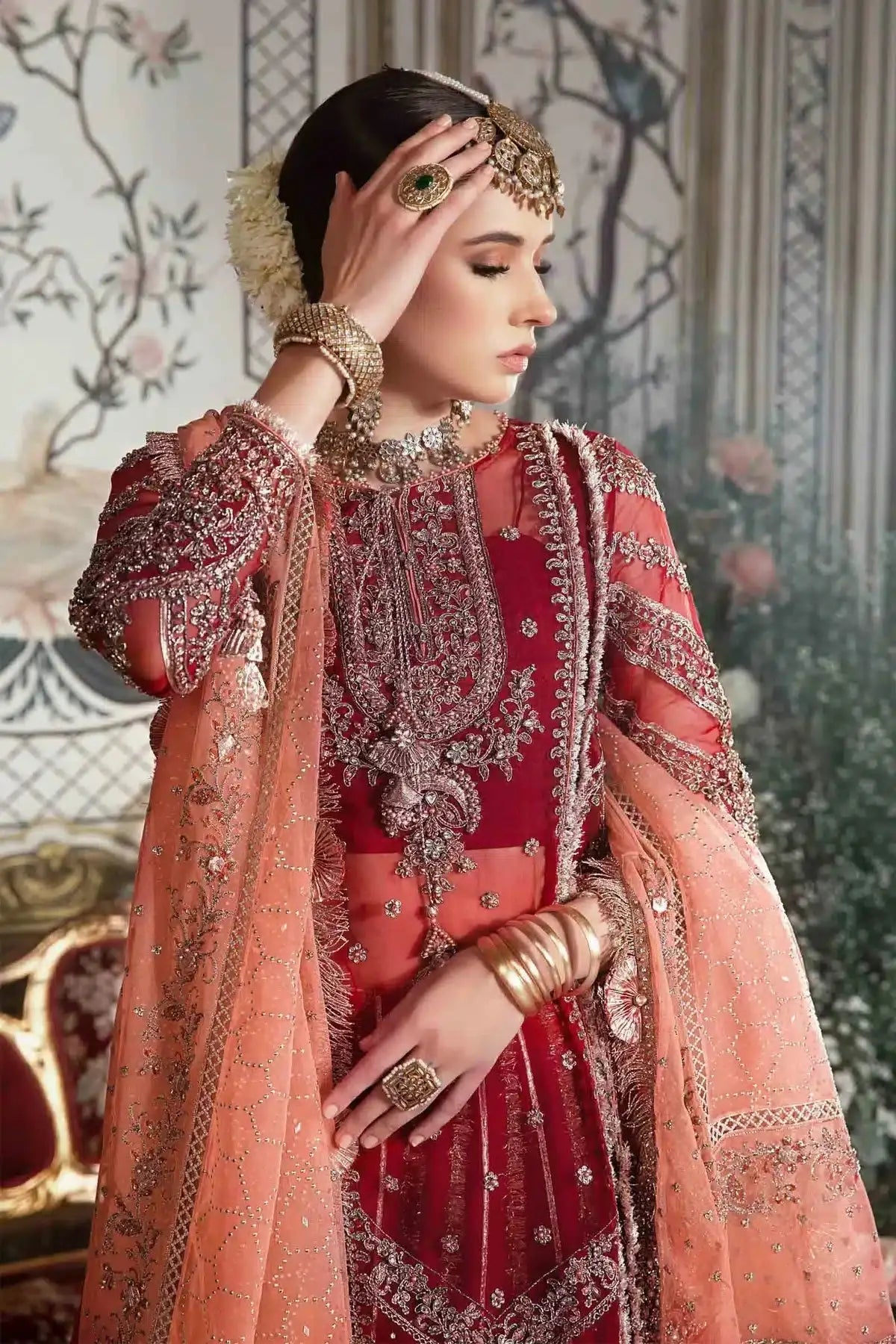 Maria B | Mbroidered Wedding Edition 23 | Maroon BD-2708 - Pakistani Designer Dress - by Maria B | Type: Bridal - 100% Original at Saira Sultan