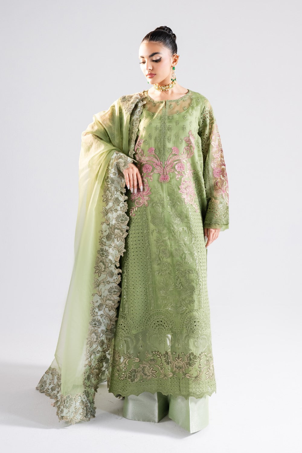 Maryum N Maria | Luna Formals | MERAKI S Tea Green Organza