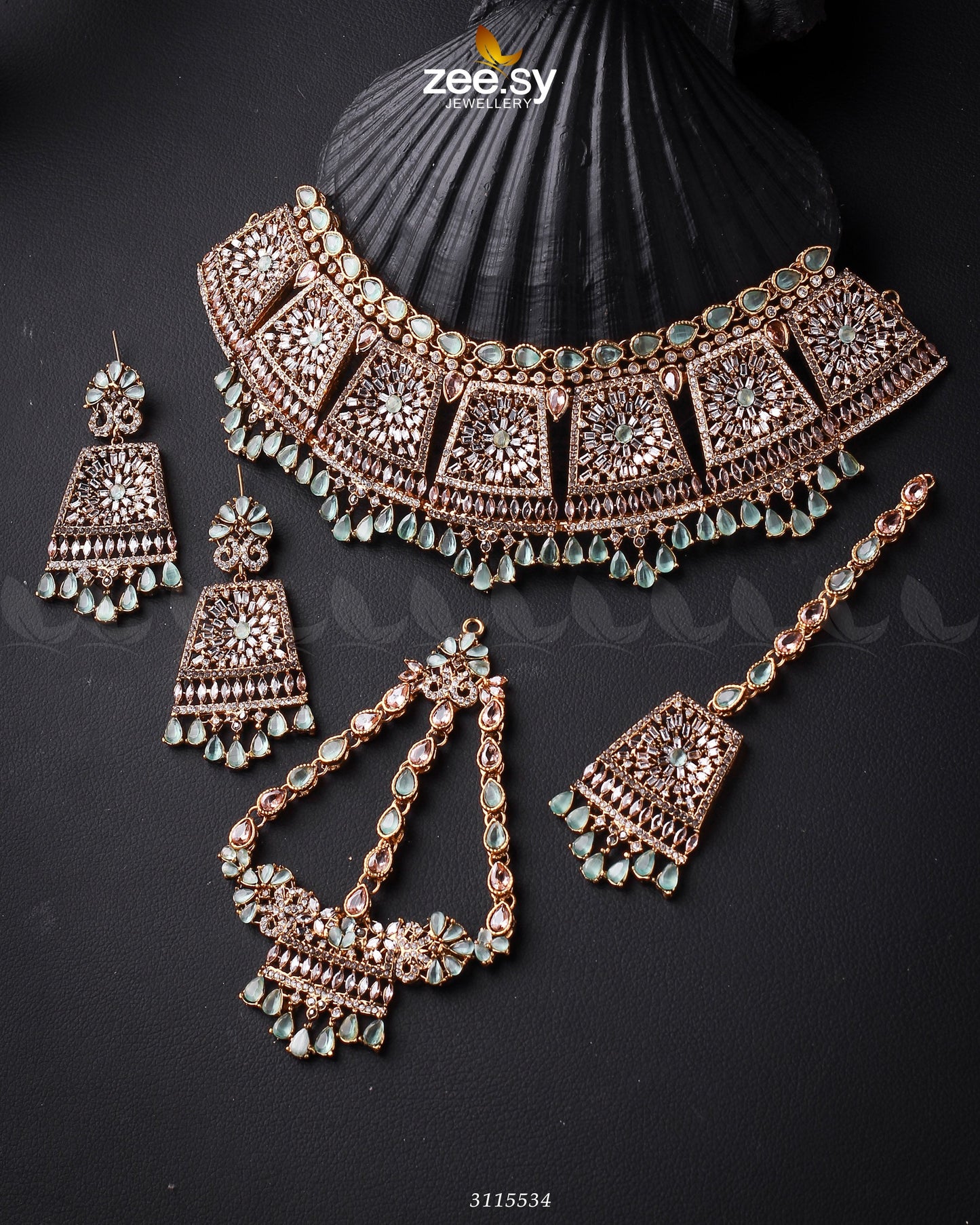 Royal Bridal Set Golden Mint Green