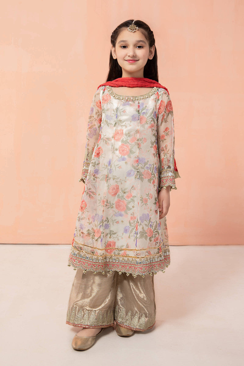 Maria B | 3 Piece Embroidered Suit | MKS-EF22-19R1 4-Feb White