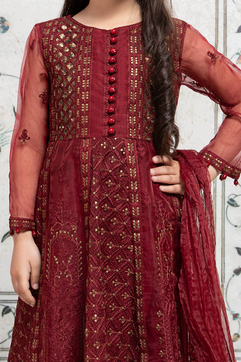 Maria B | 3 Piece Embroidered Suit | MKS-EF22-28R1 6-Apr Maroon