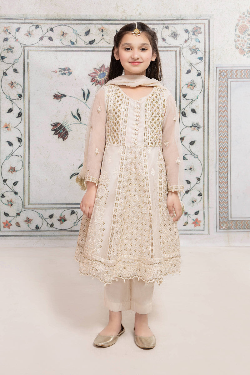 Maria B | 3 Piece Embroidered Suit | MKS-EF22-28R1 4-Feb White