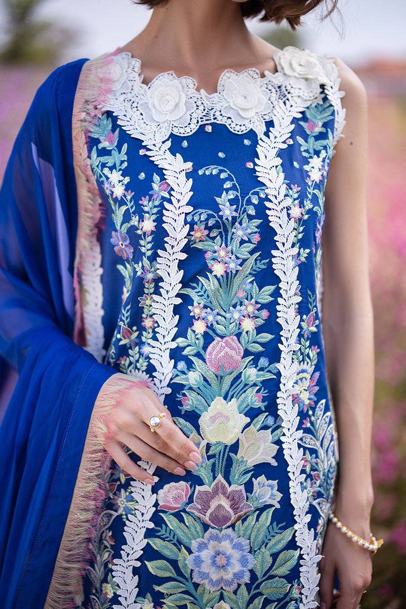 Mushq | Hemline The Secret Garden | BLUE MORPHO - Pakistani Designer Dress - by Mushq | Type: Luxury - 100% Original at Saira Sultan