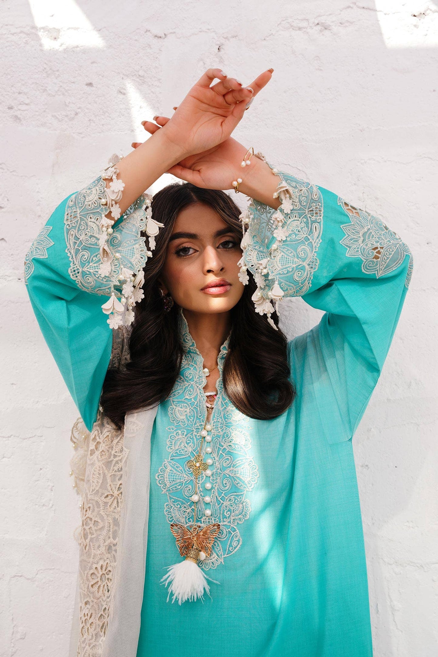 Sana Safinaz | Muzlin Spring 24 | M241-017B-CW - Pakistani Designer Dress - by Sana Safinaz | Type: Luxury - 100% Original at Saira Sultan