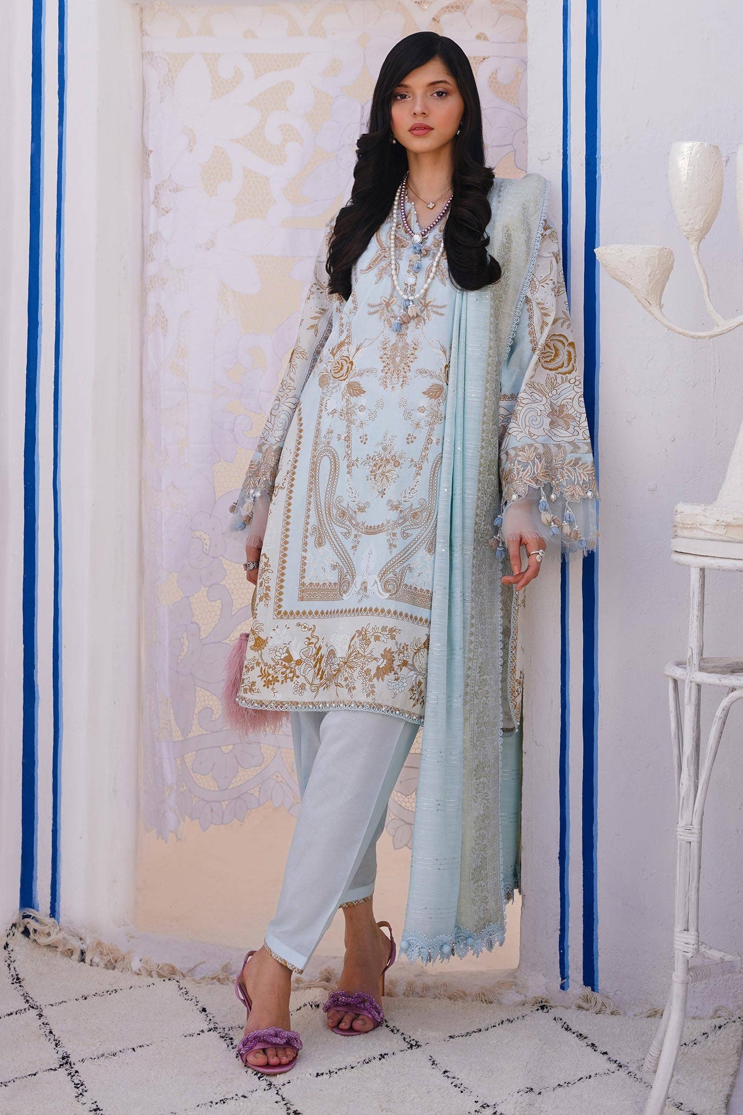 Sana Safinaz | Muzlin Spring 24 | M241-018B-CM - Pakistani Designer Dress - by Sana Safinaz | Type: Luxury - 100% Original at Saira Sultan
