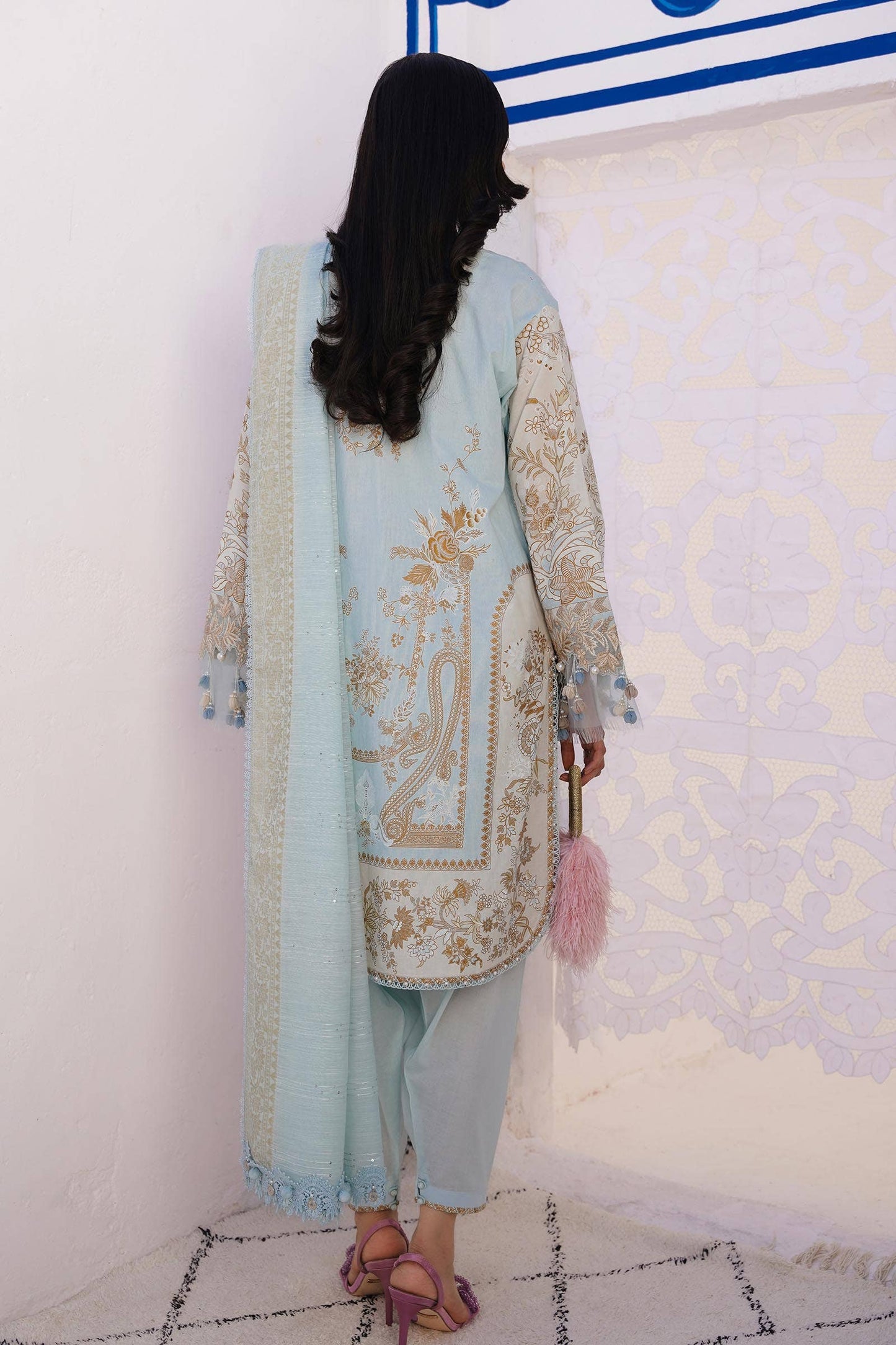 Sana Safinaz | Muzlin Spring 24 | M241-018B-CM - Pakistani Designer Dress - by Sana Safinaz | Type: Luxury - 100% Original at Saira Sultan