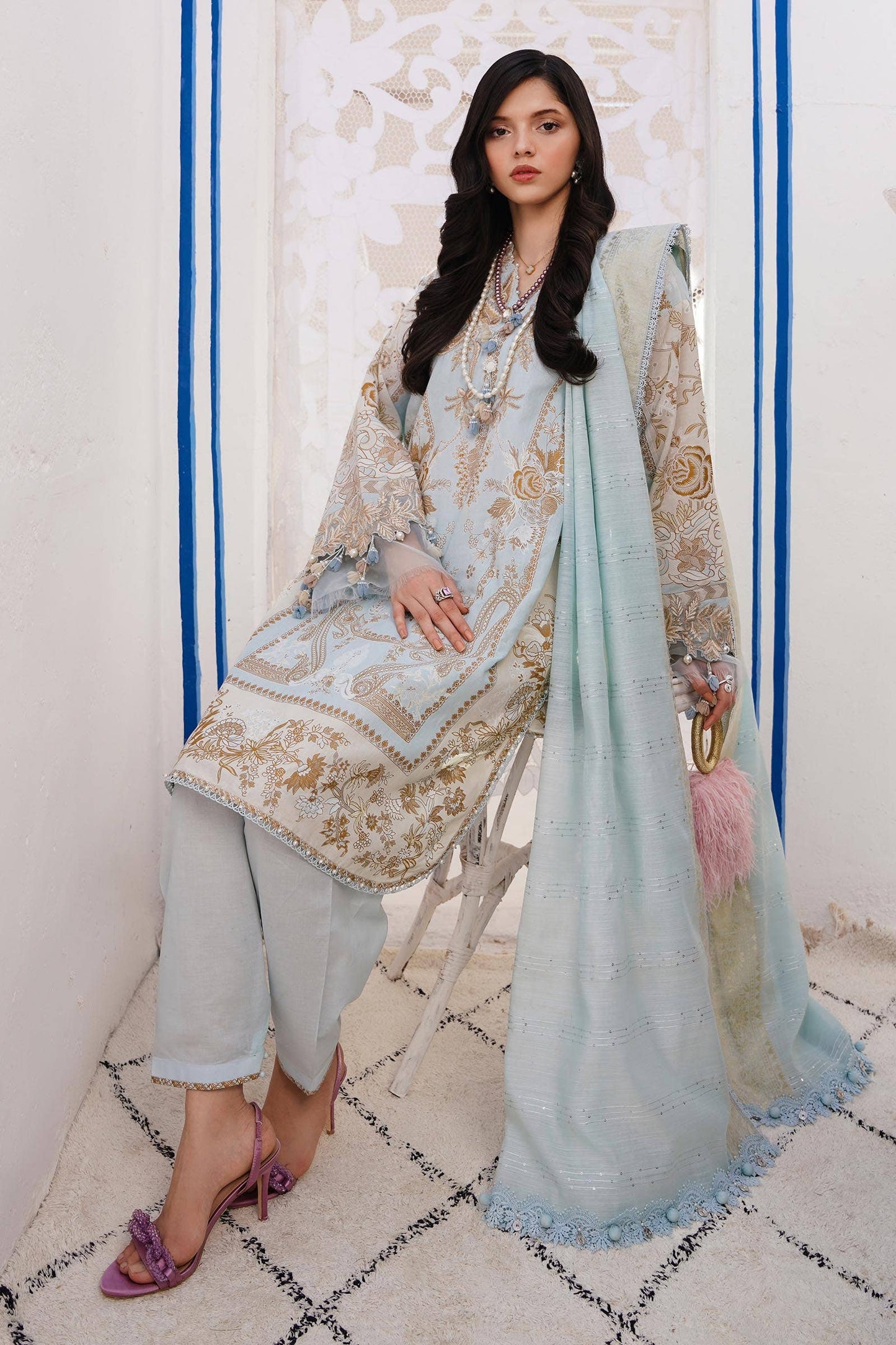 Sana Safinaz | Muzlin Spring 24 | M241-018B-CM - Pakistani Designer Dress - by Sana Safinaz | Type: Luxury - 100% Original at Saira Sultan