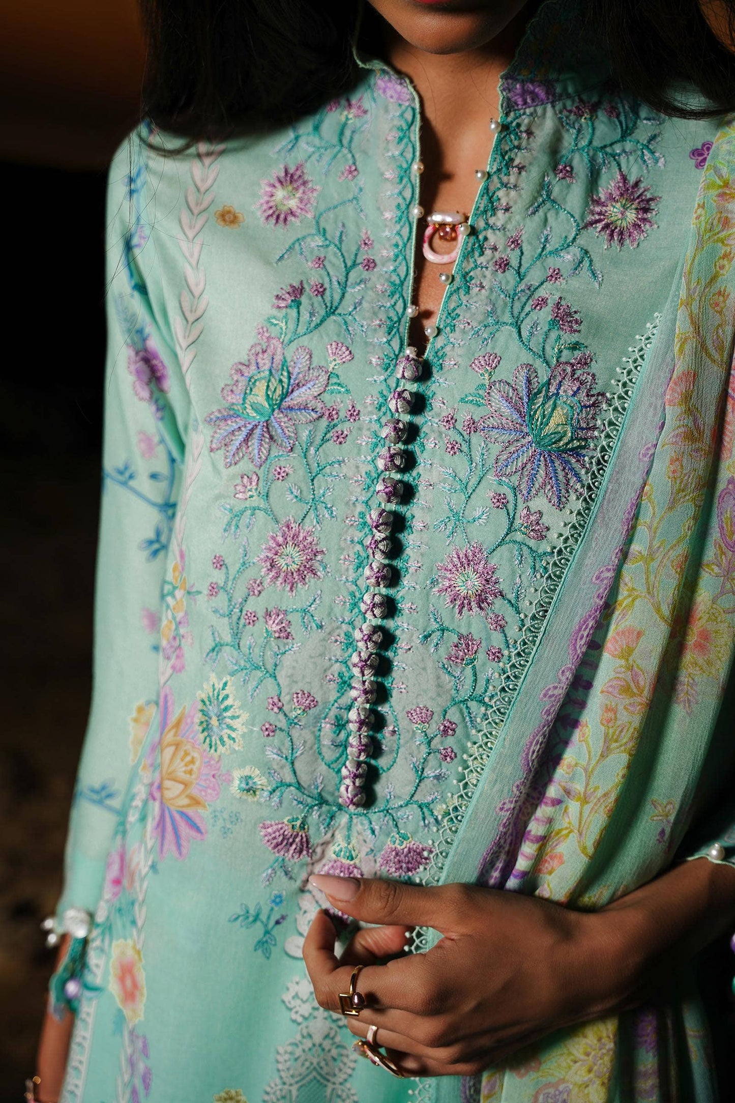 Sana Safinaz | Muzlin Spring 24 | M241-008B-CI - Pakistani Designer Dress - by Sana Safinaz | Type: Luxury - 100% Original at Saira Sultan