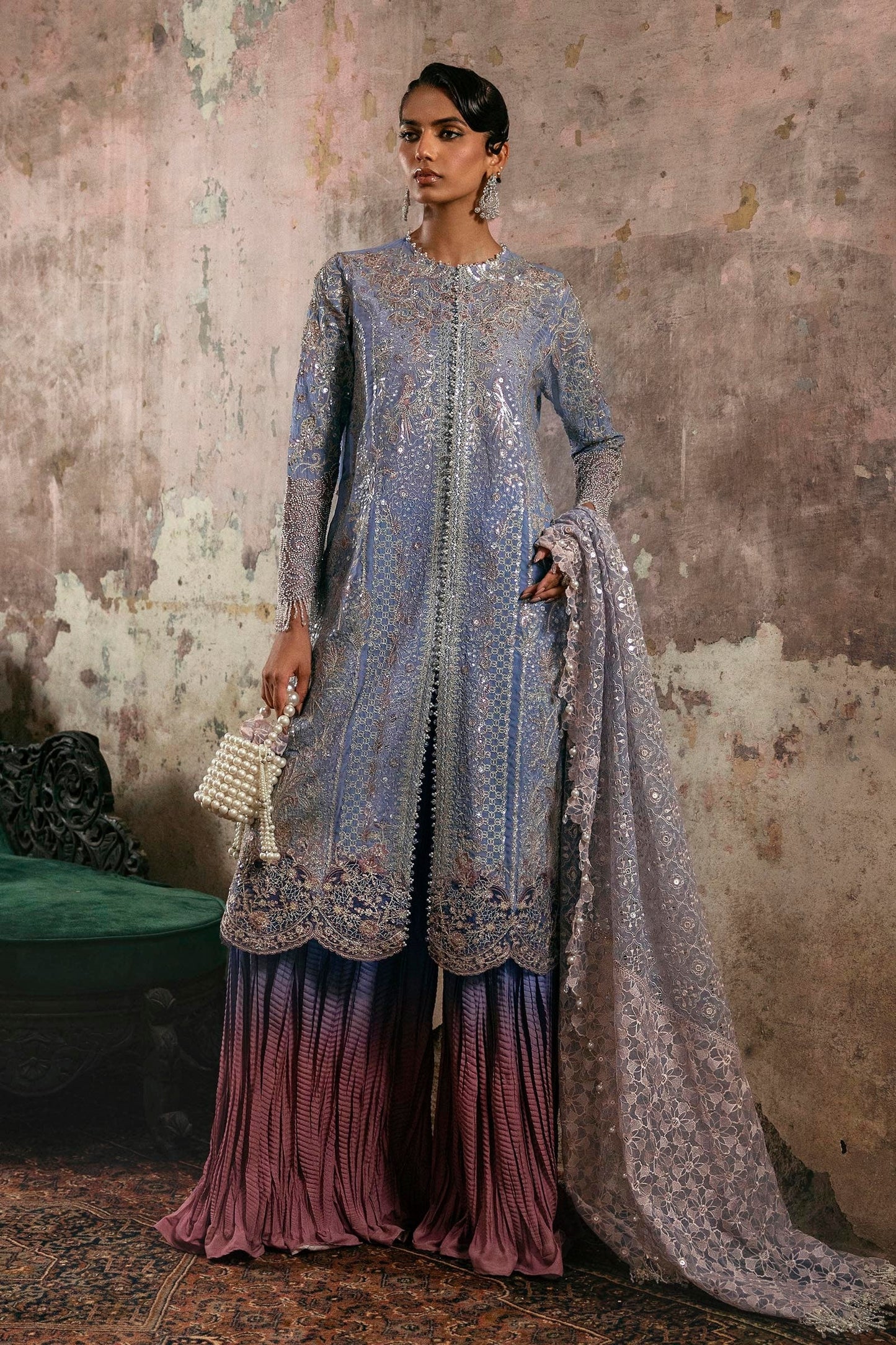 Sana Safinaz | Nura Festive 25 | N252-006-3CX XS Pale Aqua Georgette