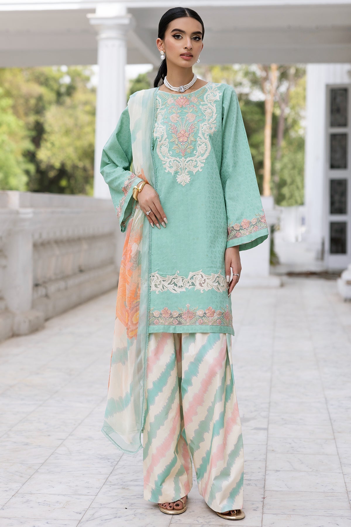 Charizma | Niche Eid Edit |CNP-5-126Z XS Ice Blue Lawn
