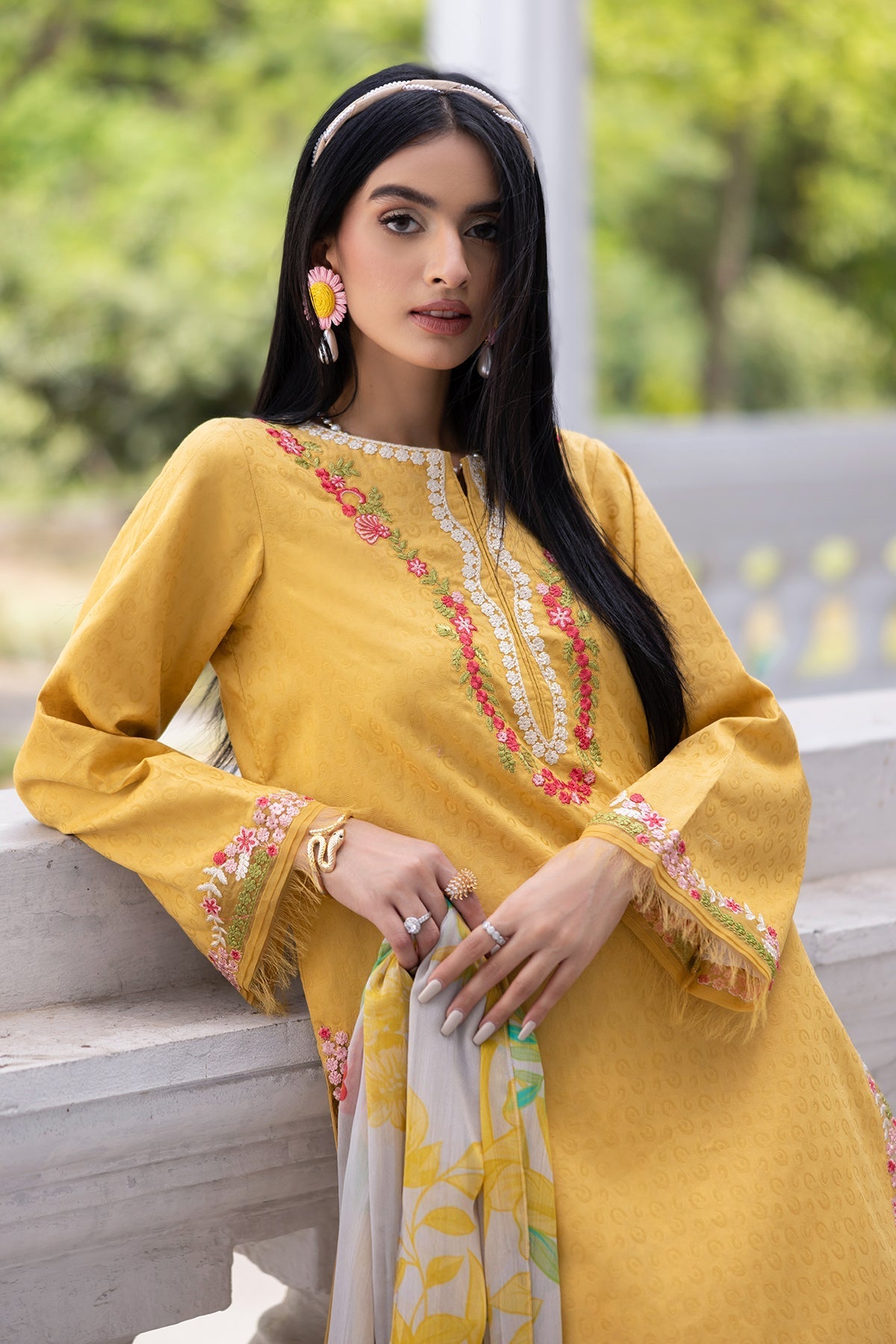 Charizma | Niche Eid Edit | CNP-5-093Z M Yellow Lawn