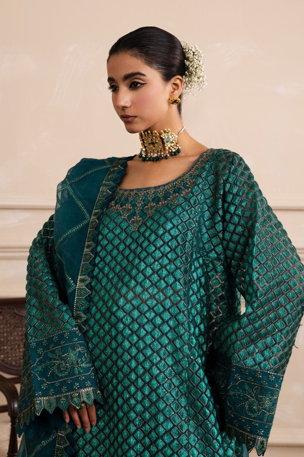 Maryum N Maria | Izara Formals | NOUR - MW40039 M Emerald Green Organza