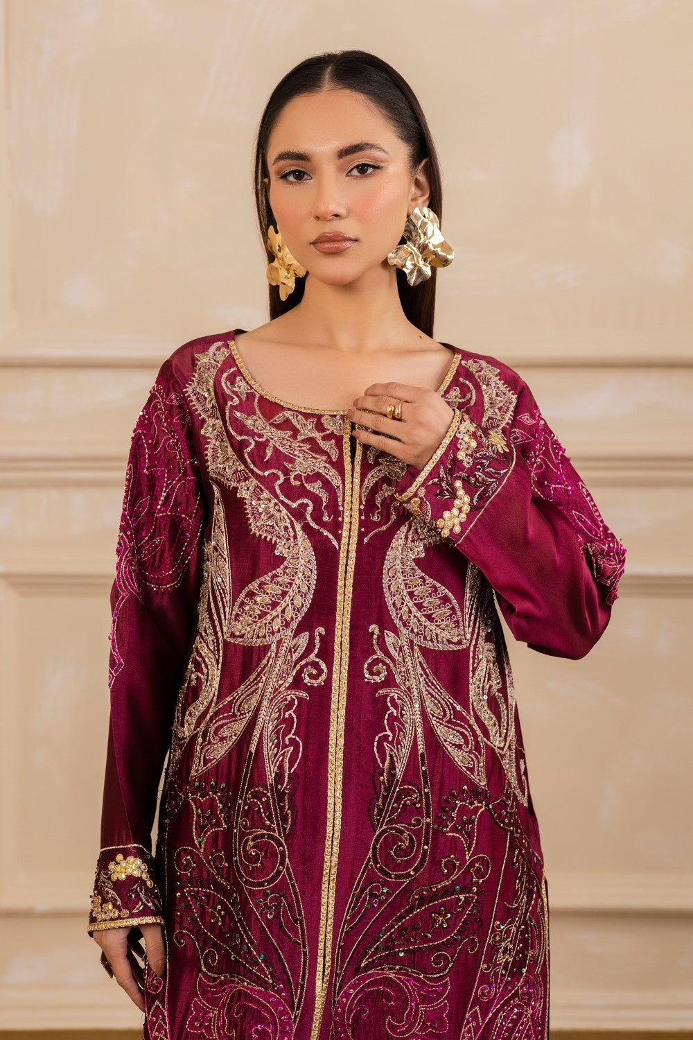 Maryum N Maria | Zaira Pret | OPHELIA M Organza Silk Maroon