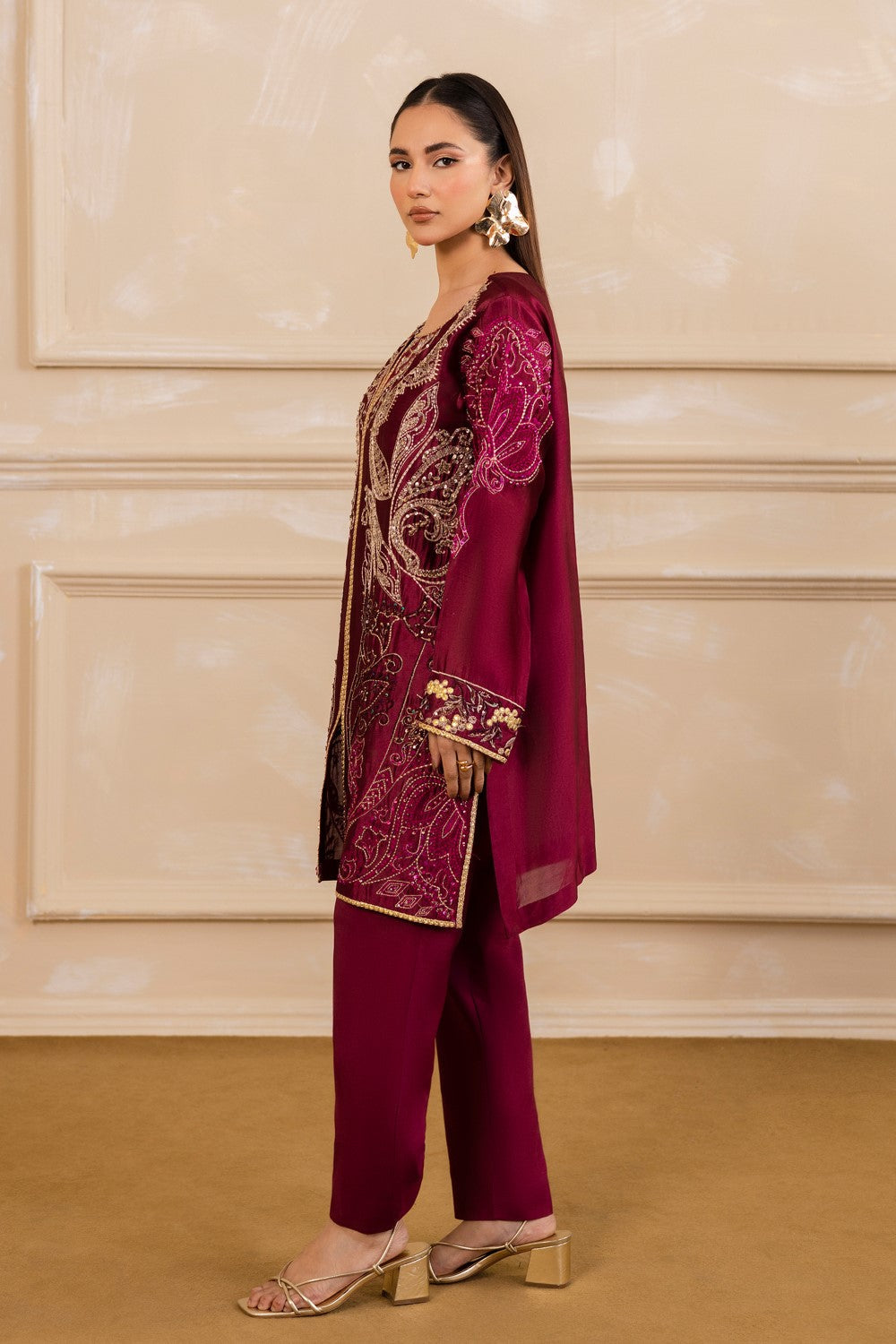 Maryum N Maria | Zaira Pret | OPHELIA L Organza Silk Maroon