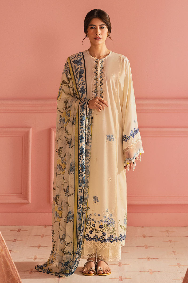 Cross Stitch | Premium Lawn 25 | BLUE ALLURE XS Cream Lawn