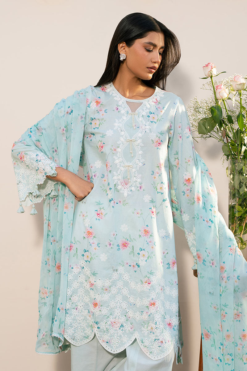 Cross Stitch | Mahiri Lawn 25 | AQUA DEW L Light Blue Lawn