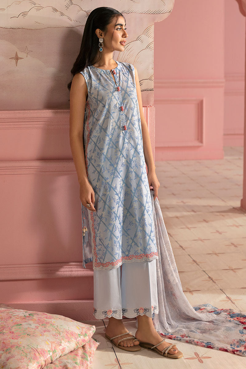 Cross Stitch | Premium Lawn 25 | AQUA ICE L Light Blue Lawn