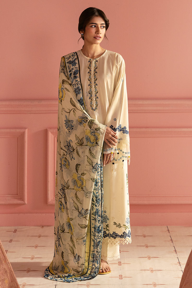 Cross Stitch | Premium Lawn 25 | BLUE ALLURE M Cream Lawn