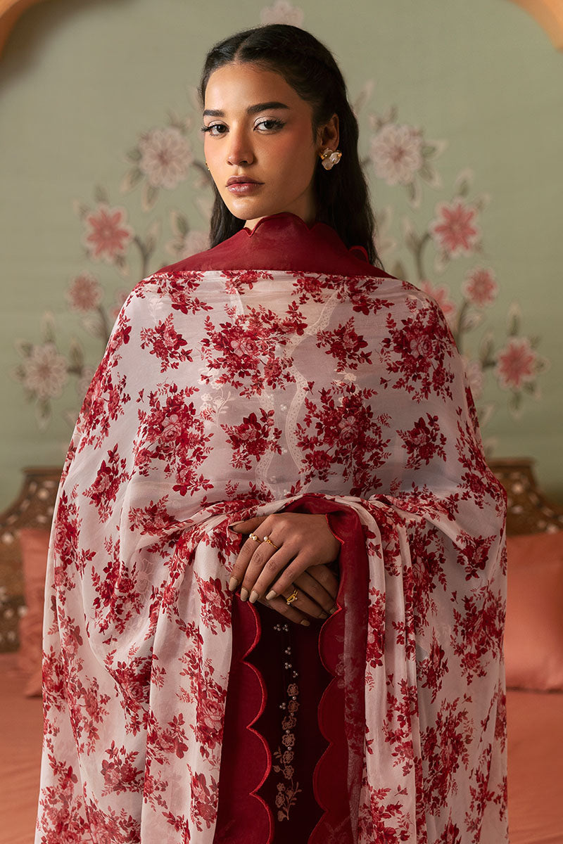 Cross Stitch | Premium Lawn 25 | CRIMSON RED M Blood Red Lawn