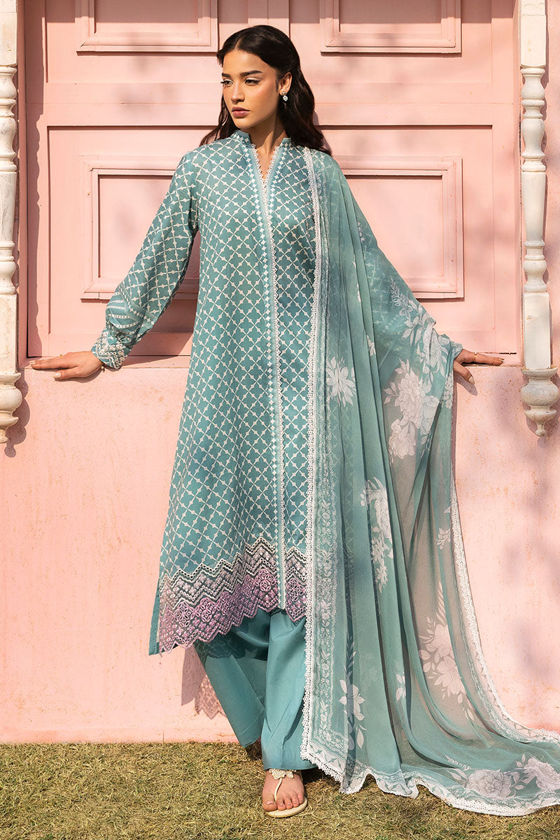 Cross Stitch | Premium Lawn 25 | TEAL GRACE M Teal Lawn
