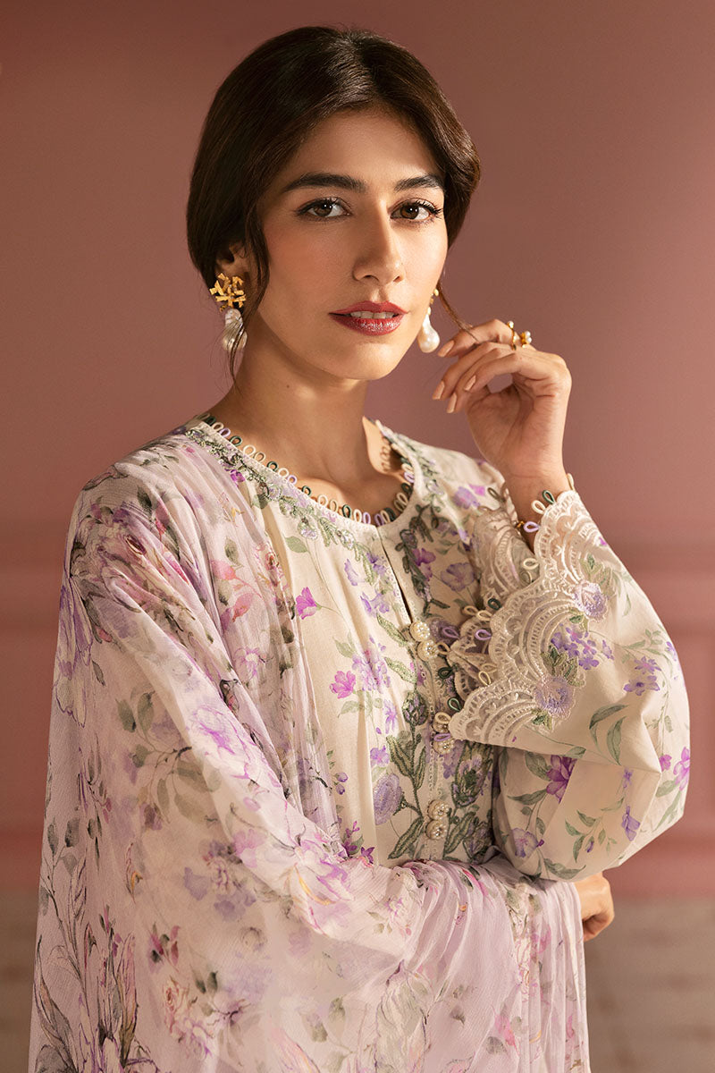 Cross Stitch | Premium Lawn 25 | LILAC BLOOM L Ivory Lawn