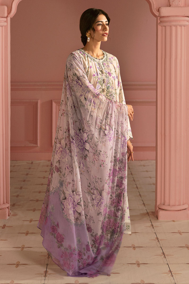 Cross Stitch | Premium Lawn 25 | LILAC BLOOM S Ivory Lawn