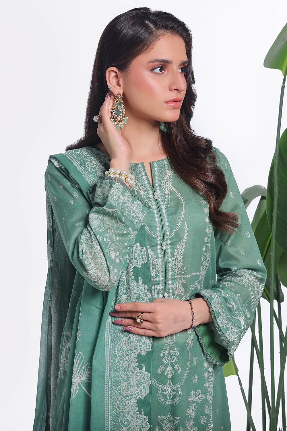 Gul Ahmed | Summer Special 25 |CLP-52201 Custom Size Emerald Green Lawn
