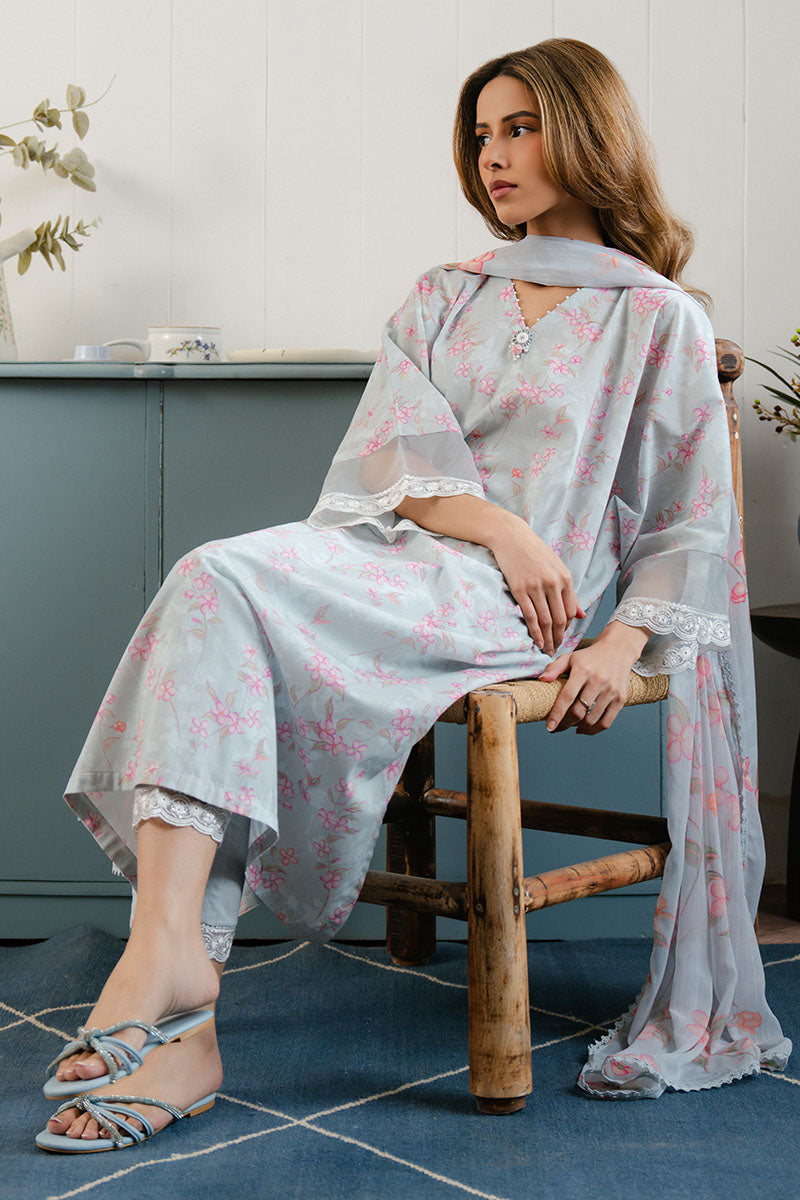Cross Stitch | Daily Wear 25 | ICE DREAM-3 PC Custom Size Gray Lawn