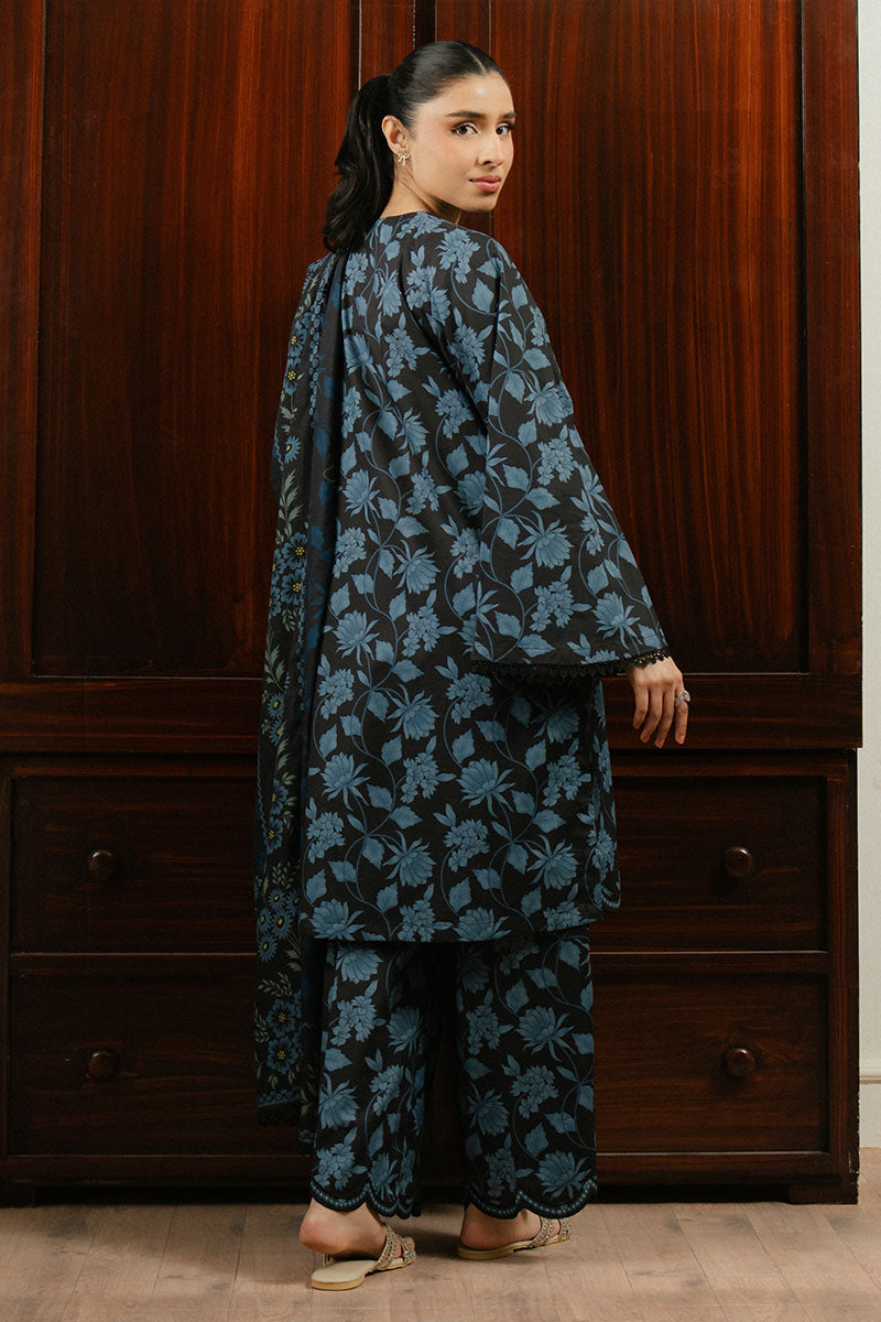 Cross Stitch | Daily Wear 25 | BLUE WAVE-3 PC S Black Lawn