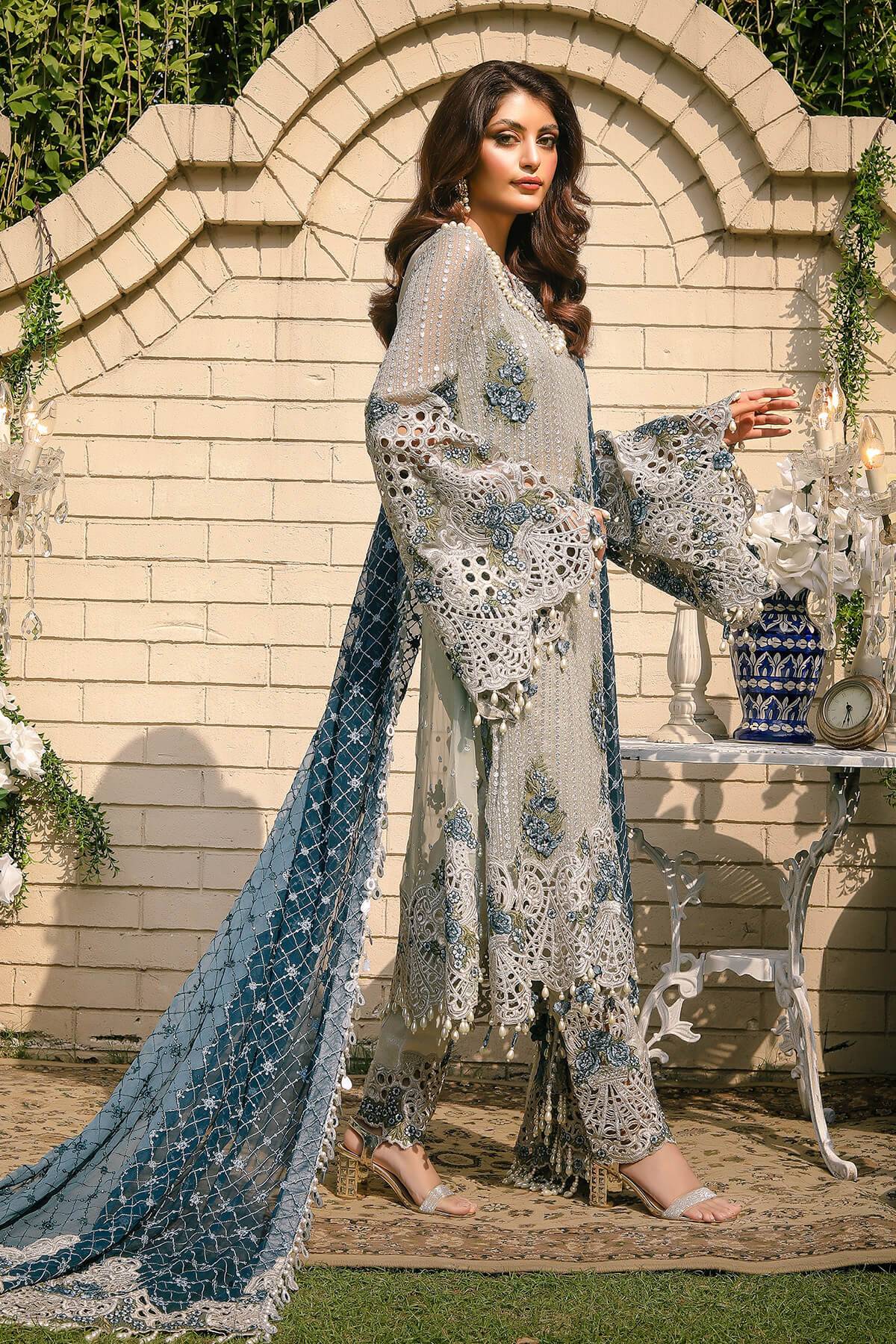 Raeesa Premium | Wajadan Wedding Formals | WD-5 Silver Grey - Pakistani Designer Dress - by Raeesa Premium | Type: Bridal - 100% Original at Saira Sultan
