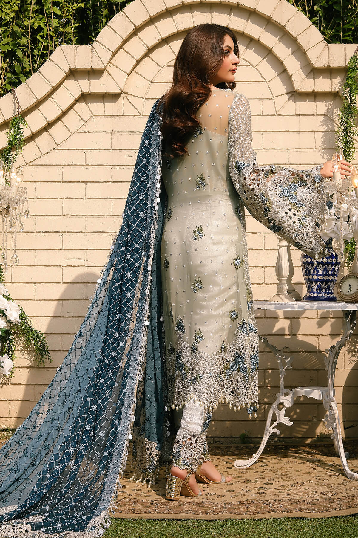 Raeesa Premium | Wajadan Wedding Formals | WD-5 Silver Grey - Pakistani Designer Dress - by Raeesa Premium | Type: Bridal - 100% Original at Saira Sultan