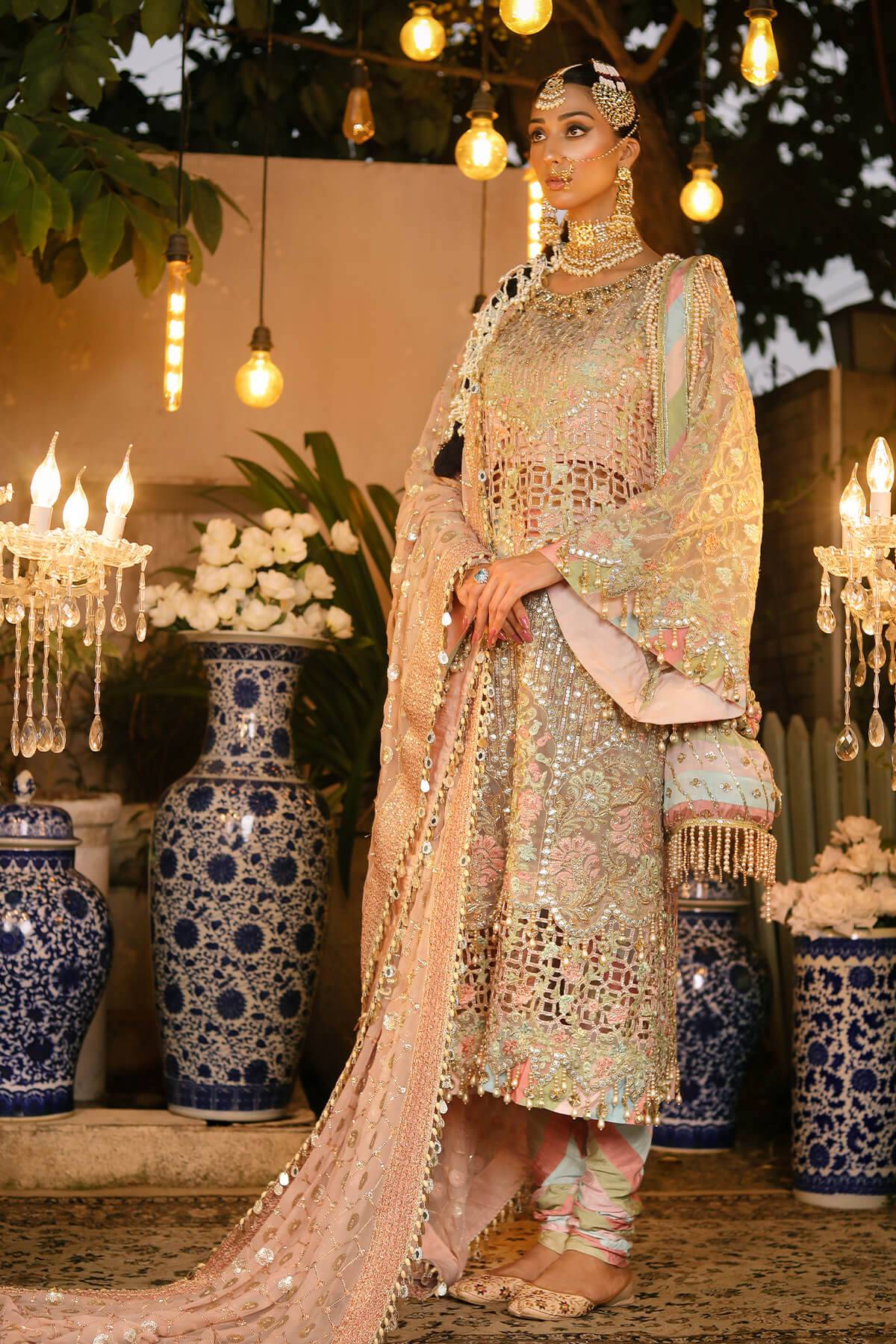 Raeesa Premium | Wajadan Wedding Formals | WD-6 Powder Peach - Pakistani Designer Dress - by Raeesa Premium | Type: Bridal - 100% Original at Saira Sultan